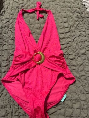 Luli fama ladies one piece swim suit candy coated size XL